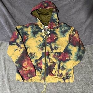 Women’s Medium The North Face Printed Rip Stop Wind Breaker Hoodie Antelope Ice